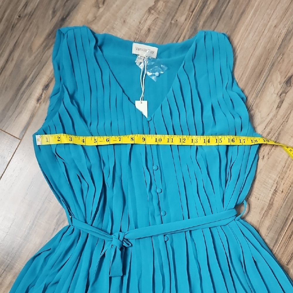 Vanilla Bay Teal Women's Sleeveless Pleated NWT Romper L - Picture 8 of 13